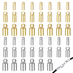 180Pcs 6 Styles Brass Cord End, Platinum & Golden, 6~9x2~4mm, Inner Diameter: 1.5~4mm, 30pcs/style(DIY-PH0029-82)