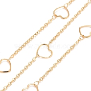 Vacuum Plating 304 Stainless Steel Heart Link Cable Chains, Soldered, with Spool, Golden, 3x2x0.5mm(CHS-E006-01G)
