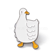 Duck Enamel Pin, Cartoon Alloy Badge for Backpack Clothes, Gunmetal, White, 30x18x2mm, Pin: 1mm(JEWB-H008-09B)