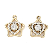 Alloy Rhinestone Pendants, Star with Heart, Golden, 20x18x5mm, Hole: 2mm(FIND-M018-15G)