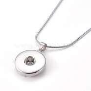 Trendy Snap Necklace Making, Brass Pendant Necklace Making, with Iron End Chains, Fit For Flat Round Snap Buttons, Platinum, 18.8 inch(NJEW-S100)