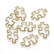 Tibetan Style Alloy Linking Rings, Cadmium Free & Nickel Free & Lead Free, Autism Puzzle Jigsaw, Antique Bronze, 30x18x3mm(TIBE-3558-AB-FF)