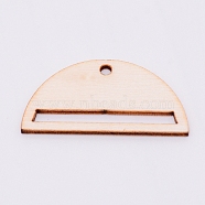 Laser Cut Wooden Pendants, Half Round, BurlyWood, 19.5x39.5x2mm, Hole: 2.5mm, Inner Size: 33x3mm(WOOD-WH0010-26)