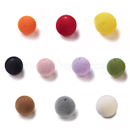 Flocky Acrylic Beads, Half Drilled, Round, Mixed Color, 8mm, Hole: 1.4mm(OACR-I001-8mm-L-M)