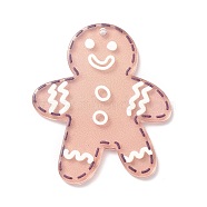 Christmas Printed Acrylic Pendants, Gingerbread Man, 42x36x2mm, Hole: 1.5mm(MACR-M021-02E)