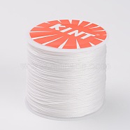 Round Waxed Polyester Cords, White, 0.6mm, about 76.55 yards(70m)/roll(YC-K002-0.6mm-18)
