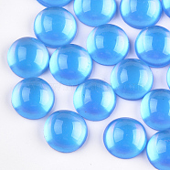 Translucent Resin Cabochons, Half Round/Dome, Cornflower Blue, 15.5~16x7mm(RESI-S361-16mm-06)