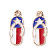 Independence Day Alloy Enamel Pendants, Beach Shoe with Star Charms, Light Gold, Colorful, 19x8x1.5mm, Hole: 2mm(ENAM-K067-28)