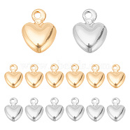 80Pcs 2 Colors Brass Charms, Heart Charm, Platinum & Golden, 7.5x5.5x2mm, Hole: 1mm, 40pcs/color(KK-AR0003-20)