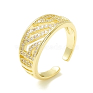 Clear Cubic Zirconia Hollow Open Cuff Ring for Women, Cadmium Free & Lead Free, Real 18K Gold Plated, US Size 6 1/2(16.9mm)(ZIRC-P096-24G)
