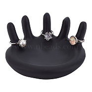 Resin Ring Display Stands, Finger Ring Organizer Holder, Palm, Photo Props, Black, 11x12x5cm(RDIS-WH0016-06C)