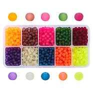 Transparent Glass Beads Strands, for Beading Jewelry Making, Frosted, Round, Mixed Color, 4~4.66mm, Hole: 1.1mm, 10 colors, 200pcs/color, 2000pcs/box(GLAA-PH0007-77)