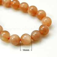 Natural Sunstone Beads Strands, Grade A,  Round, Chocolate, 14mm, Hole: 1mm(G-G066-14mm)