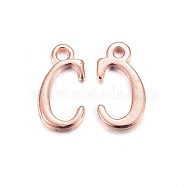 Rose Gold Plated Alloy Letter Pendants, Rack Plating, Cadmium Free & Lead Free, Letter.C, 15x8x2mm, Hole: 1.5mm(X-PALLOY-J718-01RG-C)