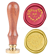 Wax Seal Stamp Set, Sealing Wax Stamp Solid Brass Head,  Wood Handle Retro Brass Stamp Kit Removable, for Envelopes Invitations, Gift Card, Heart Pattern, 83x22mm, Head: 7.5mm, Stamps: 25x14.5mm(AJEW-WH0131-402)
