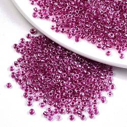 8/0 Glass Seed Beads, Transparent Inside Colours Luster, Round Hole, Round, Medium Violet Red, 8/0, 3~4x2~3mm, Hole: 0.8mm, about 1666pcs/50g(X-SEED-A015-3mm-2212)