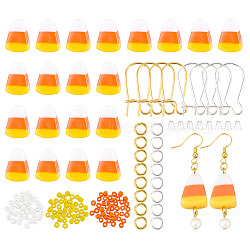 DIY Halloween Hoop Earring Making Kit, Including Brass Hoop Earring Findings, Glass Seed & Resin Candy Beads, Mixed Color, 190Pcs/box(DIY-AR0002-91)
