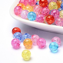 Transparent Crackle Acrylic Beads, Round, Mixed Color, 8mm, Hole: 2mm, about 1890pcs/500g(CACR-R008-8mm-M)