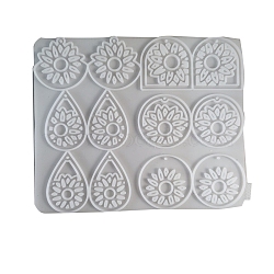 Food Grade DIY Pendant Silicone Molds, Resin Casting Molds, Hollow Flower, White, 211x176x4mm(PW-WGCDD59-01)