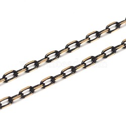 3.28 Feet Electroplate Brass Soldered Cable Chains, Two Tone, Faceted, Lead Free & Nickel Free, Black, 3.5x2x0.5mm(X-CHC-M005-02-FF)