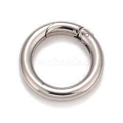 304 Stainless Steel Spring Gate Rings, for Keychain, Stainless Steel Color, 6 Gauge, 24x4mm(STAS-M296-01P-D)