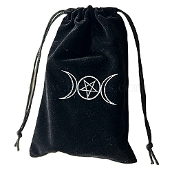 Velvet Tarot Card Storage Bags, Drawstring Pouches Packaging Bag, Rectangle, Moon, 180x120mm(DIY-WH20003-11D)