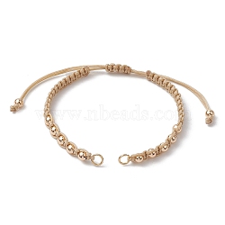 Polyester Braided Bead Bracelet Making, with 304 Stainless Steel Open Jump Rings, BurlyWood, 10-1/4x1/4x1/8 inch(26x0.5x0.4cm)(AJEW-JB01250-03)