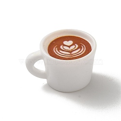 Opaque Resin Drink Pendants, Coffee Cup Charms, White, Leaf, 17x22x13.5mm, Hole: 4.5x3mm(FIND-Z043-02D)