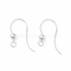 Transparent Resin Earring Hooks, with 316 Stainless Steel Round Beads and Horizontal Loop, Silver, 16x12x3mm, Hole: 1.2mm, 21 Gauge, Pin: 0.7mm(RESI-G050-01S)