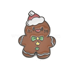 Christmas Theme Zinc Alloy Enamel Pin Brooch for Backpack Clothes, Gingerbread Man, 30x24mm(JEWB-R003-02EB-08)