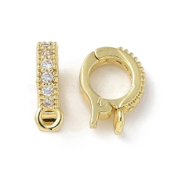 Brass Clear Cubic Zirconia Fold Over Clasps, Ring, Real 18K Gold Plated, 11.5x8.5x4mm, Hole: 1.5mm(KK-A236-14G)