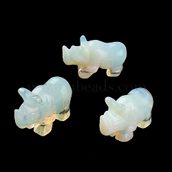 Opalite Carved Rhinoceros Figurines, Reiki Stones Statues for Energy Balancing Meditation Therapy, 52~58x21.5~24x35~37mm(DJEW-M008-02J)