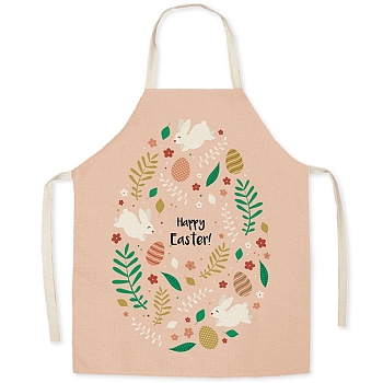 Cute Easter Egg Pattern Polyester Sleeveless Apron, with Double Shoulder Belt, for Household Cleaning Cooking, Dark Salmon, 680x550mm