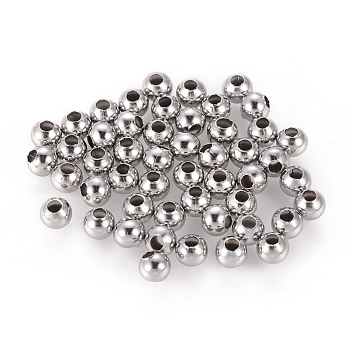 304 Stainless Steel Hollow Round Seamed Beads, for Jewelry Craft Making, Stainless Steel Color, 4x4mm, Hole: 1.5mm