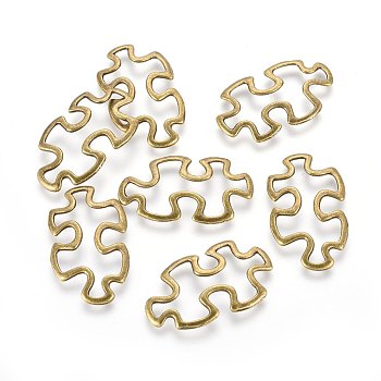 Tibetan Style Alloy Linking Rings, Cadmium Free & Nickel Free & Lead Free, Autism Puzzle Jigsaw, Antique Bronze, 30x18x3mm