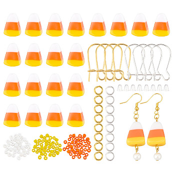 ARRICRAFT DIY Halloween Hoop Earring Making Kit, Including Brass Hoop Earring Findings, Glass Seed & Resin Candy Beads, Mixed Color, 190Pcs/box