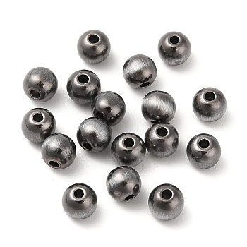 Opaque Acrylic Beads, Round, Gunmetal Plated, 6x5.3mm, Hole: 1.6mm