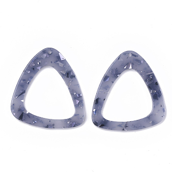 Cellulose Acetate(Resin) Pendants, with Paillette, Triangle, Light Steel Blue, 42.5x39x2mm, Hole: 1.4mm
