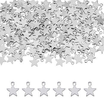 200Pcs 304 Stainless Steel Charms, Star, Stainless Steel Color, 10x8x0.8mm, Hole: 1.4mm