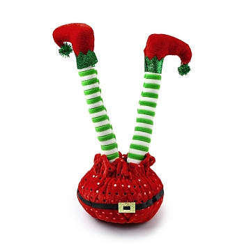 Christmas Cloth Elf Leg Ornaments, for Christmas Party Home Desktop Decorations, FireBrick, 120x140x290mm