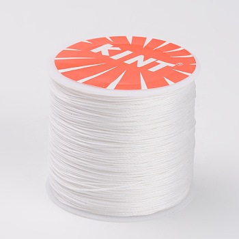 Round Waxed Polyester Cords, White, 0.6mm, about 76.55 yards(70m)/roll