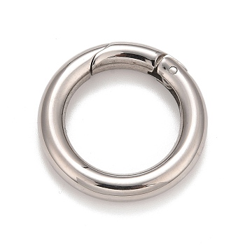 Non-Tarnish 304 Stainless Steel Spring Gate Rings, for Keychain, Stainless Steel Color, 6 Gauge, 24x4mm