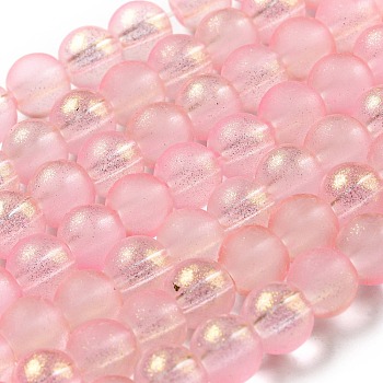 Spray Painted Glass Round Bead Strands, Light Coral, 6mm, Hole: 1.3~1.6mm, about 133pcs/strand, 31.4 inch