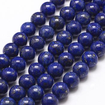 Natural Lapis Lazuli Bead Strands, Round, 10mm, Hole: 1mm, about 38pcs/strand, 15.5 inch(395mm)