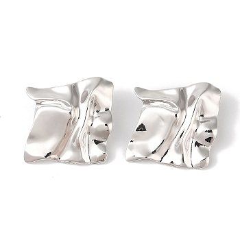 Brass Stud Earrings for Women, Lead Free & Cadmium Free, Platinum, 43x39.5mm