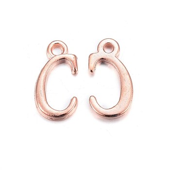 Rose Gold Plated Alloy Letter Pendants, Rack Plating, Cadmium Free & Lead Free, Letter.C, 15x8x2mm, Hole: 1.5mm