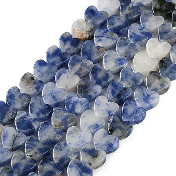 Natural Blue Spot Jasper Beads Strands, Heart, 6x6x3mm, Hole: 1mm, about 69~71pcs/strand, 14.57''~14.96''(37~38cm)