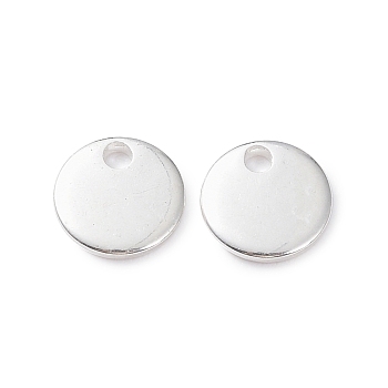 304 Stainless Steel Charms, Stamping Blank Tag, Flat Round, Silver, 7x1mm, Hole: 1.4mm