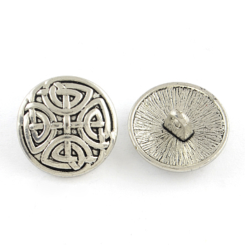 Tibetan Style Half Round Alloy Shank Buttons, Cadmium Free & Lead Free, Antique Silver, 17x7.5mm, Hole: 2mm, about 403pcs/1000g
