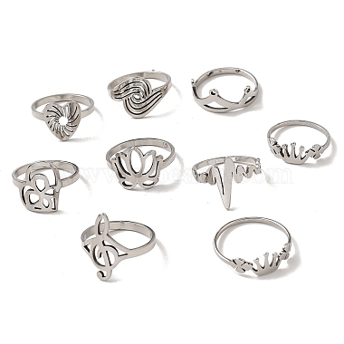 Mixed Shapes 201 Stainless Steel Finger Rings